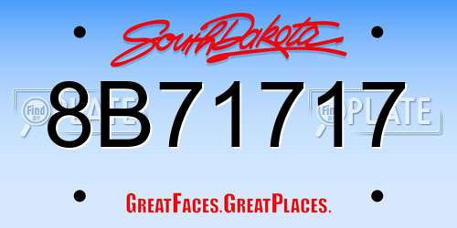 8B71717 South Dakota License Plate