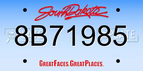 8B71985 South Dakota License Plate