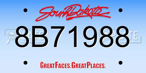 8B71988 South Dakota License Plate