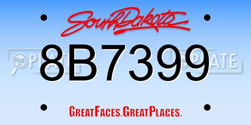 8B7399 South Dakota License Plate