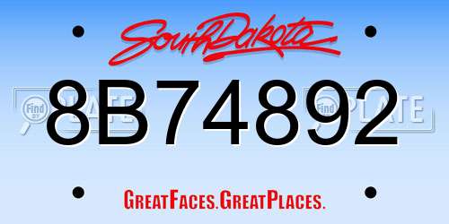8B74892 South Dakota License Plate