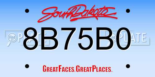 8B75B0 South Dakota License Plate