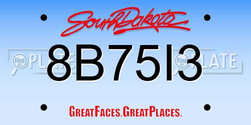 8B75I3 South Dakota License Plate