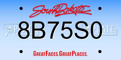 8B75S0 South Dakota License Plate