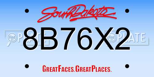 8B76X2 South Dakota License Plate