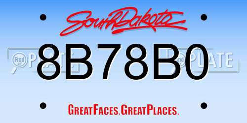 8B78B0 South Dakota License Plate