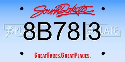 8B78I3 South Dakota License Plate