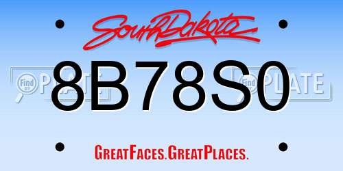 8B78S0 South Dakota License Plate