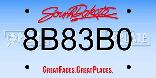 8B83B0 South Dakota License Plate