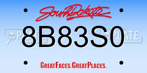 8B83S0 South Dakota License Plate