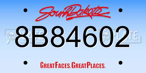 8B84602 South Dakota License Plate