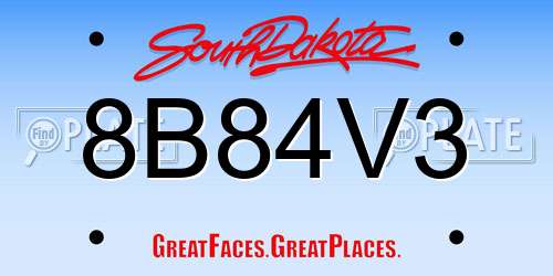 8B84V3 South Dakota License Plate