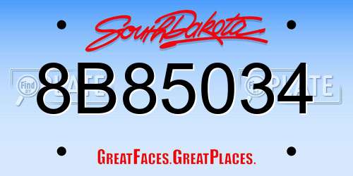 8B85034 South Dakota License Plate