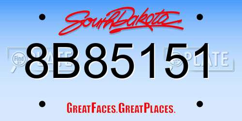 8B85151 South Dakota License Plate