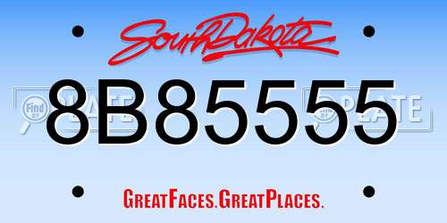 8B85555 South Dakota License Plate