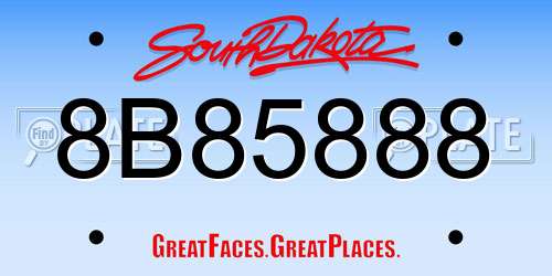 8B85888 South Dakota License Plate