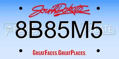 8B85M5 South Dakota License Plate