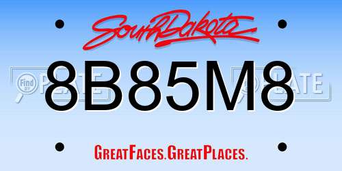 8B85M8 South Dakota License Plate