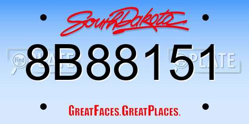 8B88151 South Dakota License Plate