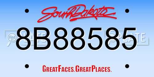 8B88585 South Dakota License Plate