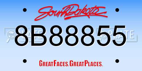8B88855 South Dakota License Plate
