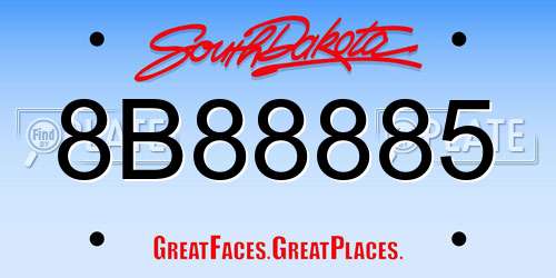 8B88885 South Dakota License Plate