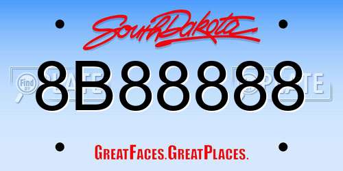 8B88888 South Dakota License Plate