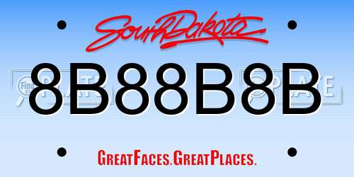 8B88B8B South Dakota License Plate