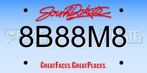 8B88M8 South Dakota License Plate