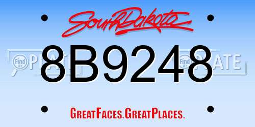 8B9248 South Dakota License Plate