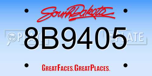 8B9405 South Dakota License Plate