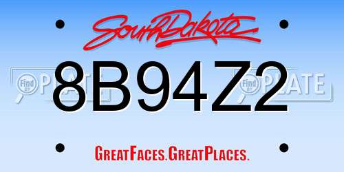 8B94Z2 South Dakota License Plate