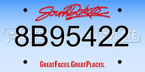 8B95422 South Dakota License Plate