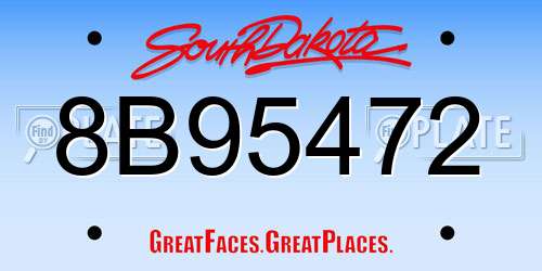8B95472 South Dakota License Plate