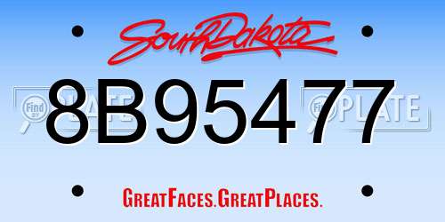 8B95477 South Dakota License Plate