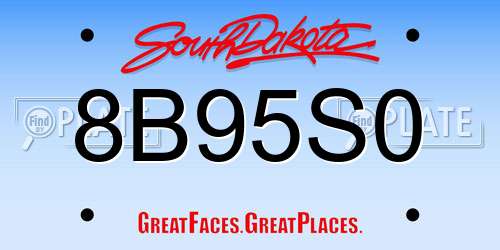 8B95S0 South Dakota License Plate