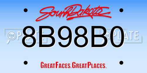 8B98B0 South Dakota License Plate