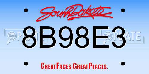 8B98E3 South Dakota License Plate