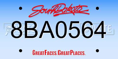 8BA0564 South Dakota License Plate