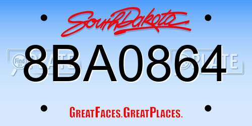 8BA0864 South Dakota License Plate