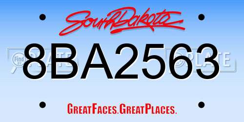 8BA2563 South Dakota License Plate