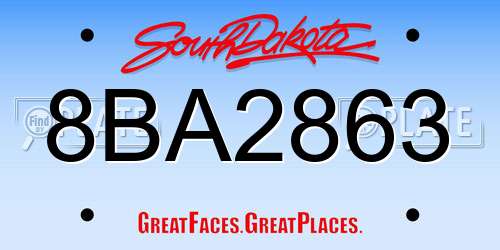 8BA2863 South Dakota License Plate