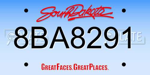 8BA8291 South Dakota License Plate
