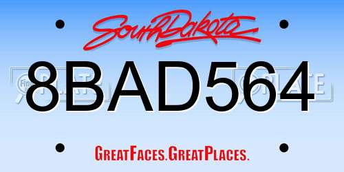 8BAD564 South Dakota License Plate