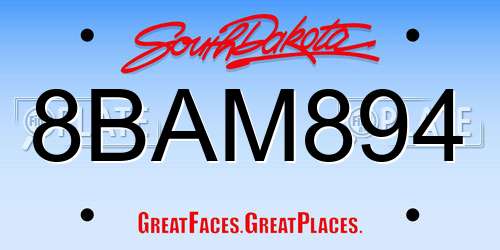 8BAM894 South Dakota License Plate