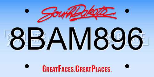 8BAM896 South Dakota License Plate