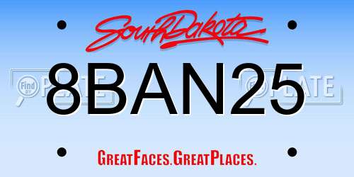 8BAN25 South Dakota License Plate