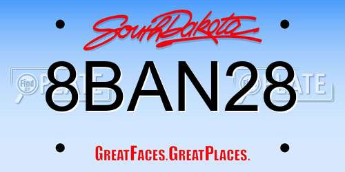 8BAN28 South Dakota License Plate