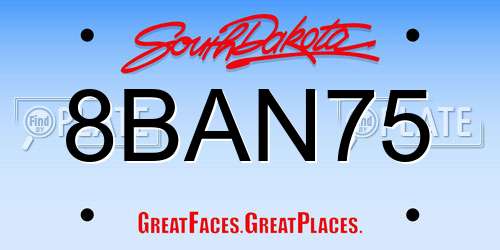 8BAN75 South Dakota License Plate