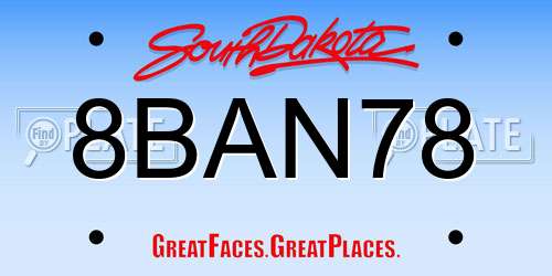 8BAN78 South Dakota License Plate